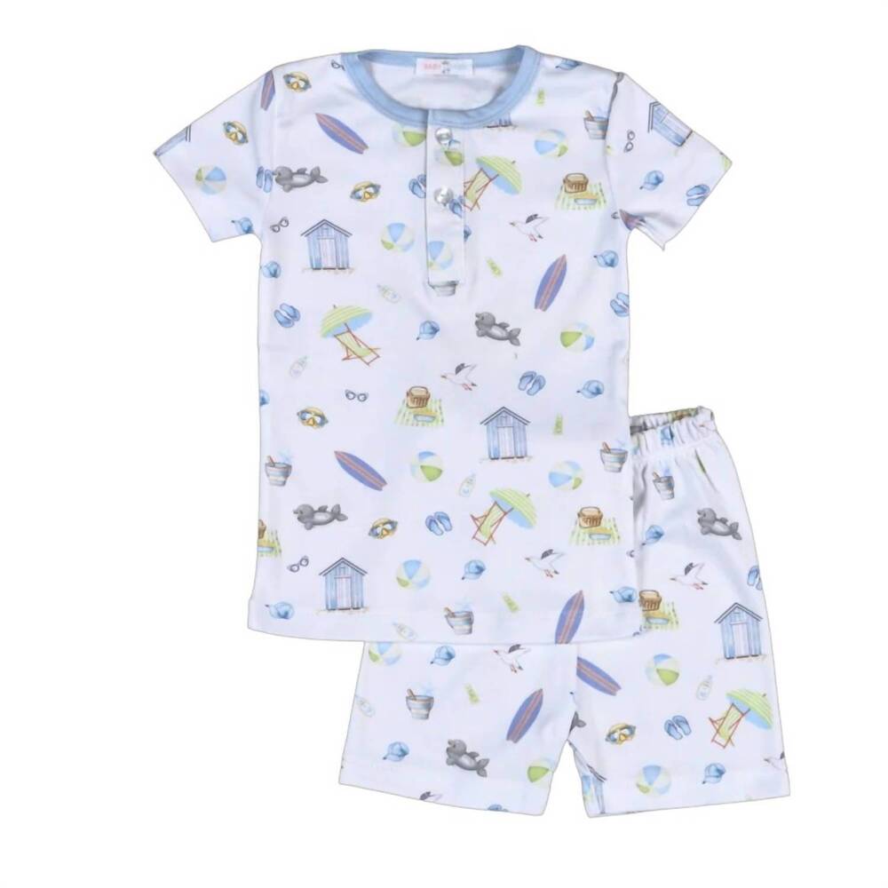 NEW BABY LOREN boy's sandy toes two piece pajamas in blue